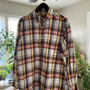 Club Room Brown and Orange Casual Button Down Shirt